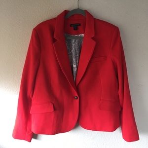 Textured Red Single-Button Blazer